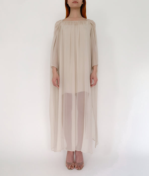 Shirred Neckline Maxi Dress