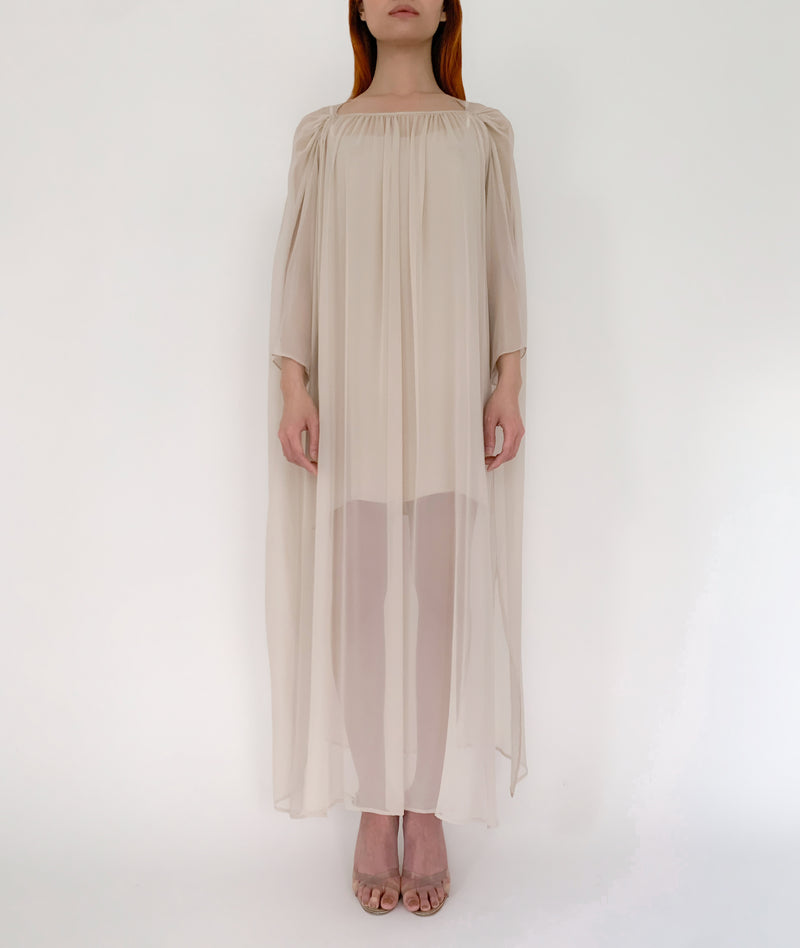 Shirred Neckline Maxi Dress