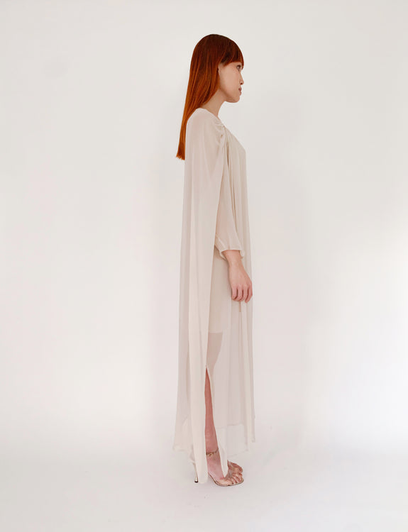 Shirred Neckline Maxi Dress
